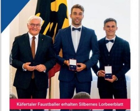 (Foto: TVK) Nick Trinemeier und Felix Klasenn mit Bundespräsident Steinmeier NTFK